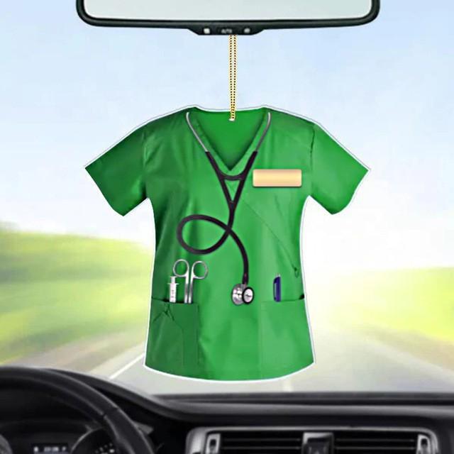 Whimsical Nurse Cartoon Uniform Acrylic Car Decor Hanging Accessory Perfect For Gifts