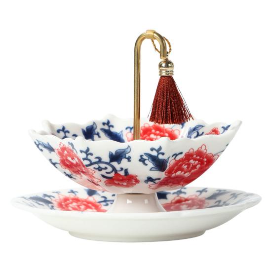 

Umbrella-Shaped Ceramic Tea Infuser with Rotating, Chinese Blue & White Ceramic Strainer for Loose Leaf Tea, Kung Fu Tea Filter, Elegant червоний