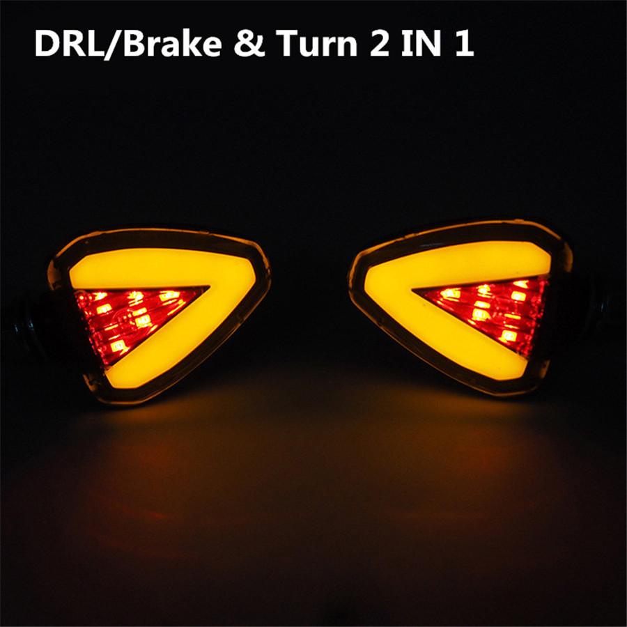 2x 12V Scooter Moped Motorcycle LED Turn Signal Light Indicator W/ Red Stop Lamp