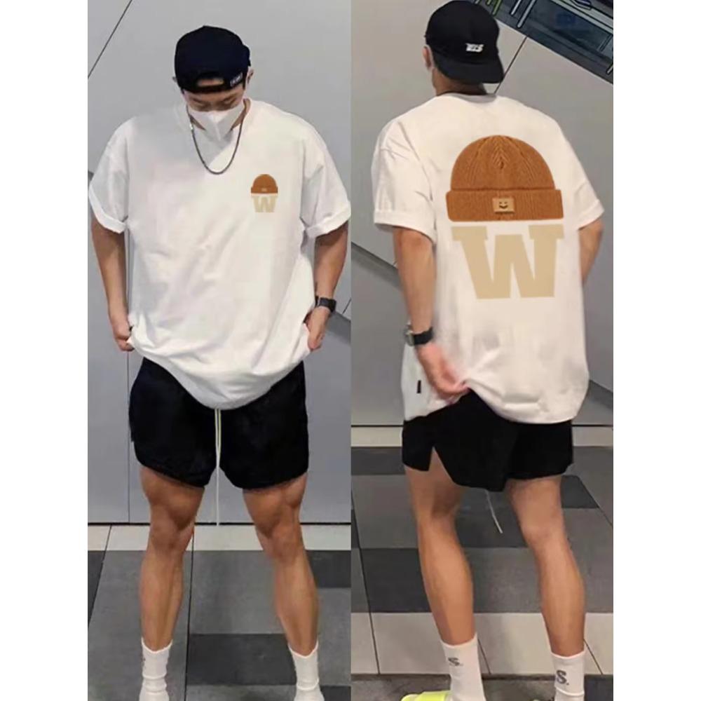 Letní móda Retro pánská anglická písmena těžké váhy 100% bavlna s kulatým výstřihem s potiskem Vysoce kvalitní neformální tričko Fitness Street