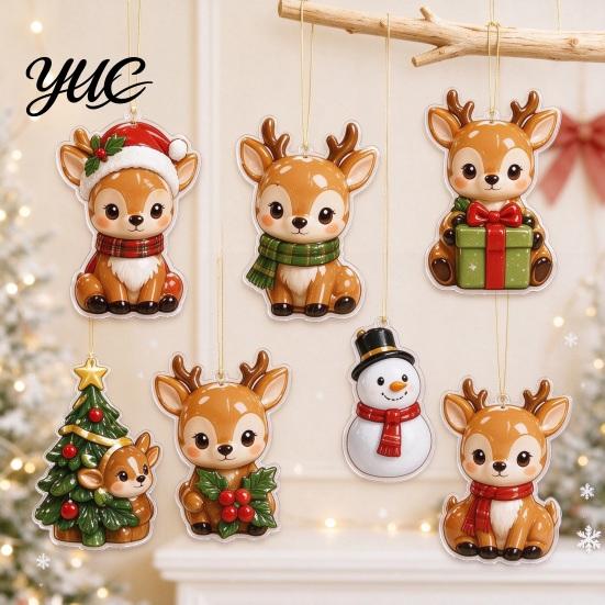 Cute Forest Animal Hanging Ornaments 2D Whitetail Deer Christmas Advent Calendar, 24-Day Countdown Calendar with 24 Unique Theme Tree Decor Ornaments,