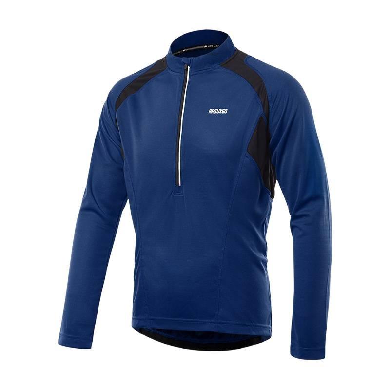 Men Women Quick Dry Cycling Jersey Long Sleeve Mountain Bike Top Breathable Half Zip Sportswear
