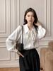 Lantern Sleeve Bow Shirt Inner Shirt Women's Dress Lace-up Design Professional Top