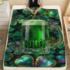 1Pc St.Patrick's Day Print Flannel Blanket, High Quality Comfortable for All Seasons, Home Decor, Warmth and Comfort, Perfect for Christmas Gifts W73