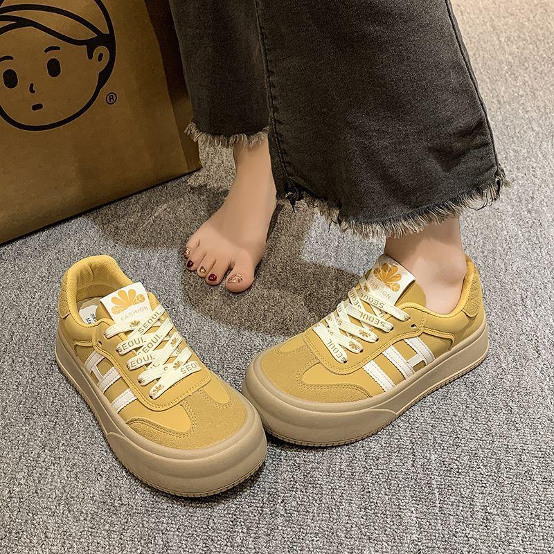 

Желтые туфли Dexun женские 2025 новая осень ретро мода повседневные кеды на платформе туфли-маффины женская обувь популярны 40 имбирный