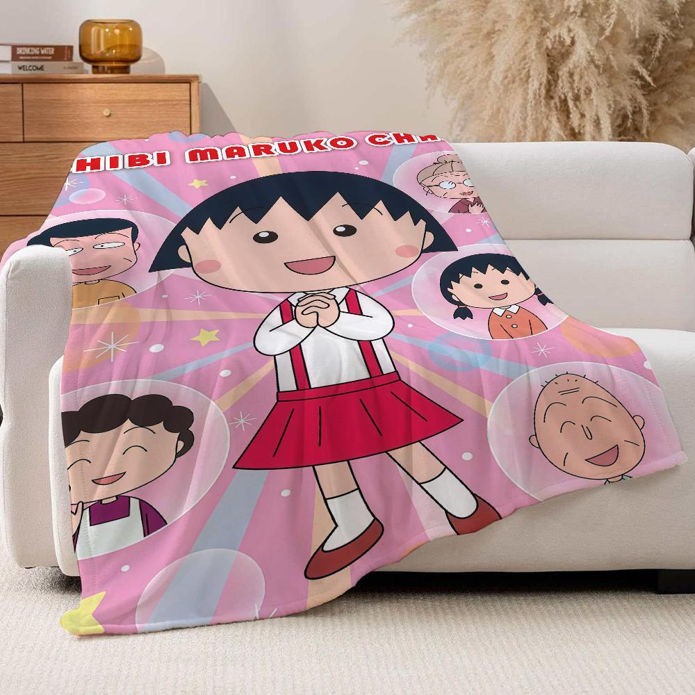 Anime Chibi maruko chan Blanket For Sofa Office Bed Plane Travel Sleep Read Relax Camping Soft And Warm