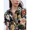 Za2025 Spring New Women's Clothing Temperament Waist-Controlled Flowers Print Poplin Midi Skirt Dress 2944 216