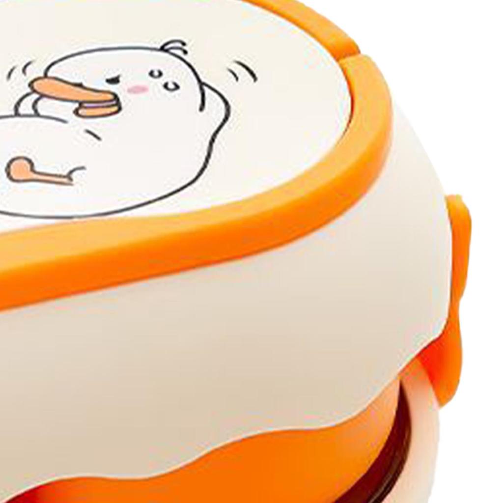 Lunch Box 2 Tier 3 Compartment Large Capacity Microwavable Cute Portable Bento Lunch Box Orange