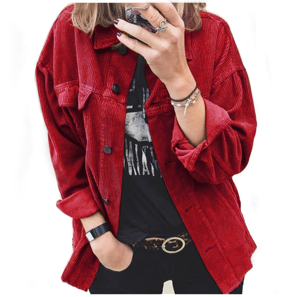 Women's Fall Lapel Loose Corduroy Shirt