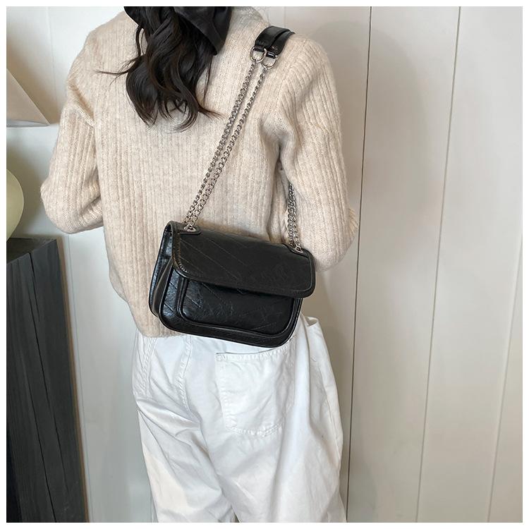 High-end Women's Bags Autumn New Trendy and Versatile Textured Chain Messenger Bags Fashionable Shoulder Bags