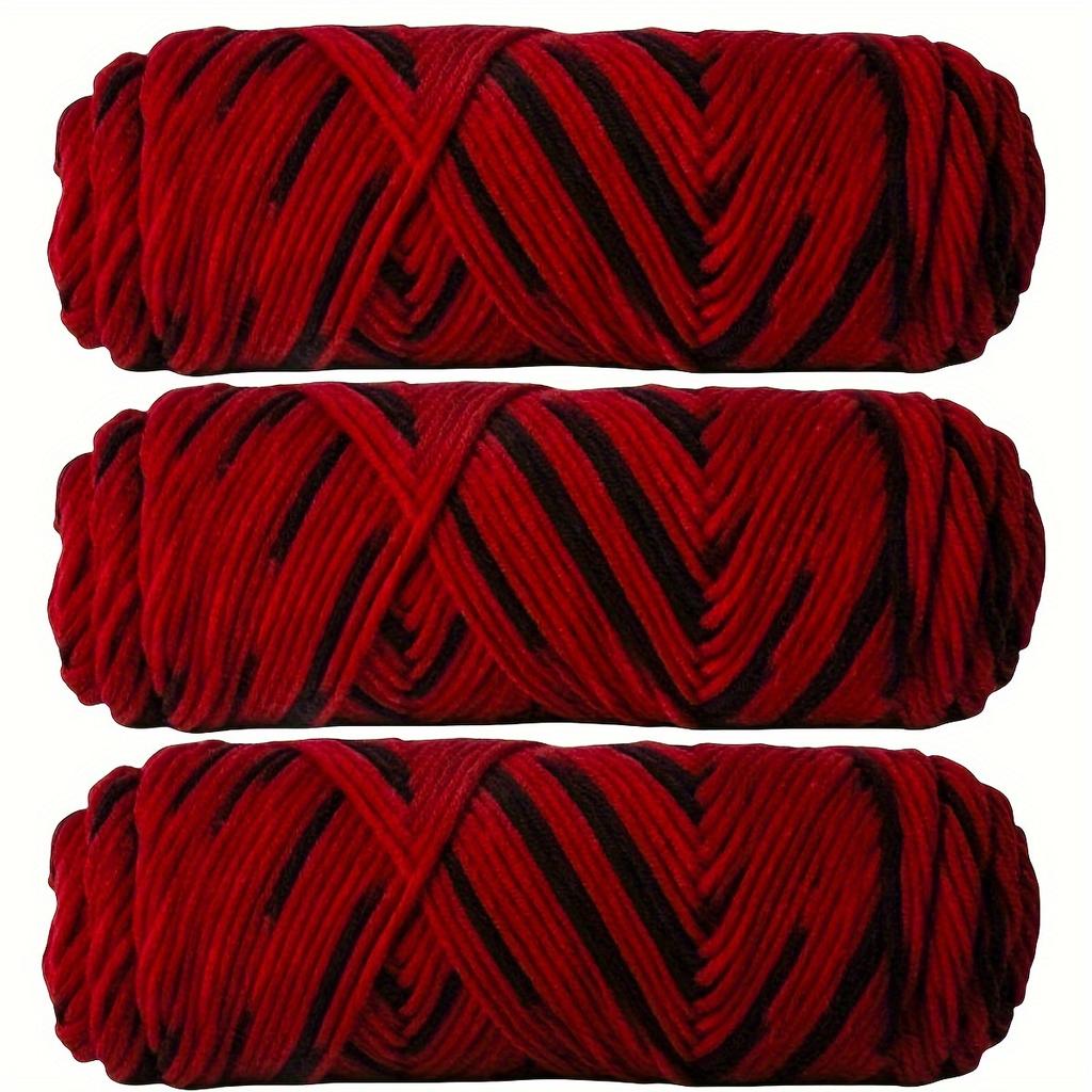 Vibrant 3pcs Yarn Bundle Soft & Thick 8-Strand Acrylic for DIY Knitting and Crochet, Ideal for Hats, 10.05oz Total
