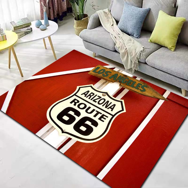 HD Vintage American History Route 66 Mother's Road Carpet Living Room Bedroom Home Decor Kitchen Bathroom Non Slip Carpet Gift