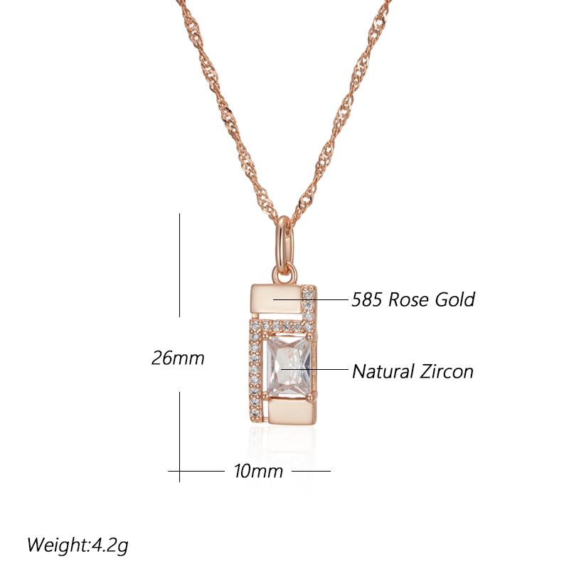 Classic Square Pendant Necklace For Women  Rose Gold Color With Natural Zircon Accessories Simple Pendant Daily Jewelry