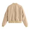 Ladies' Solid Color Fashionable Large Pocket Long Sleeved Zipper Casual Top  Jacket Jacket