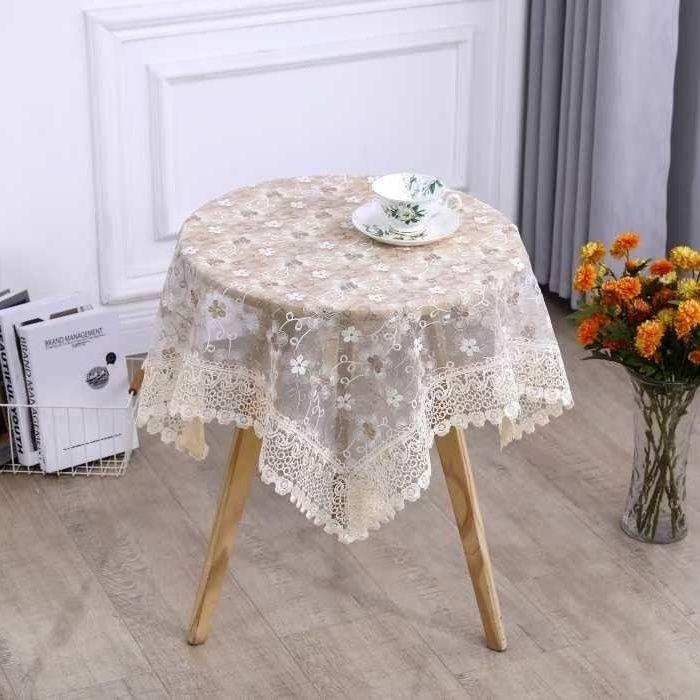 Teetisch Tischdecke Rechteckig Haushalt Teetischbezug Wohnzimmer Staubdicht Esstischdecke Stoff mit Spitze Neue Abdeckung Tuch Rund