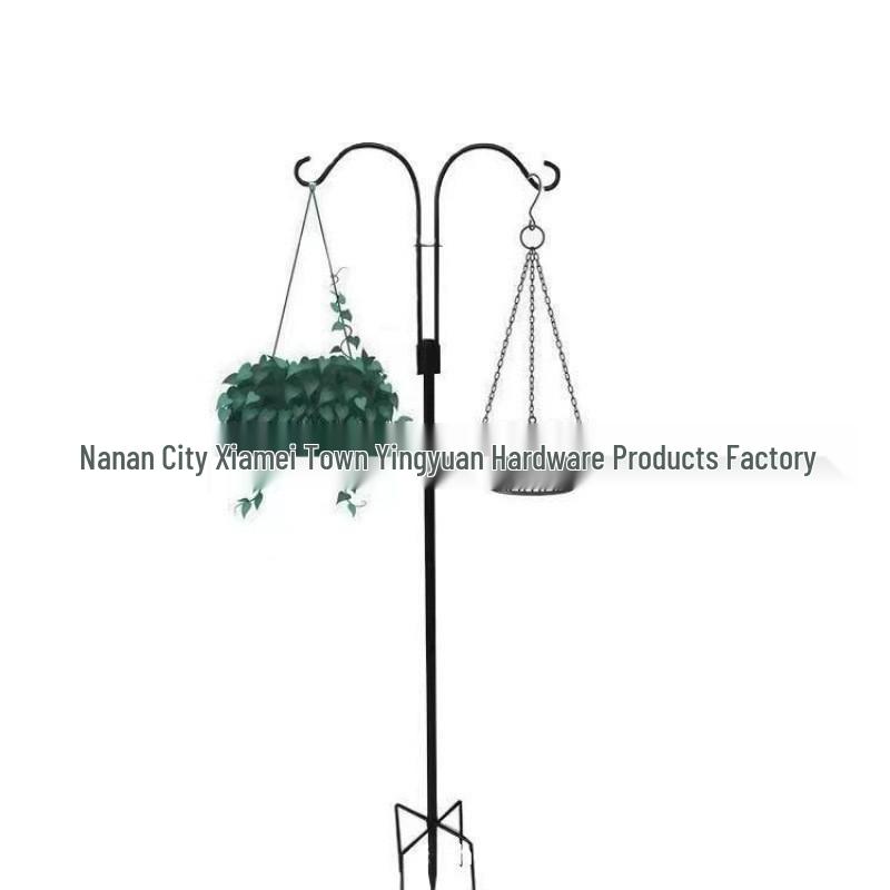 Double Wrought Iron Shepherd's Hook for Outdoor Gardens and Courtyards