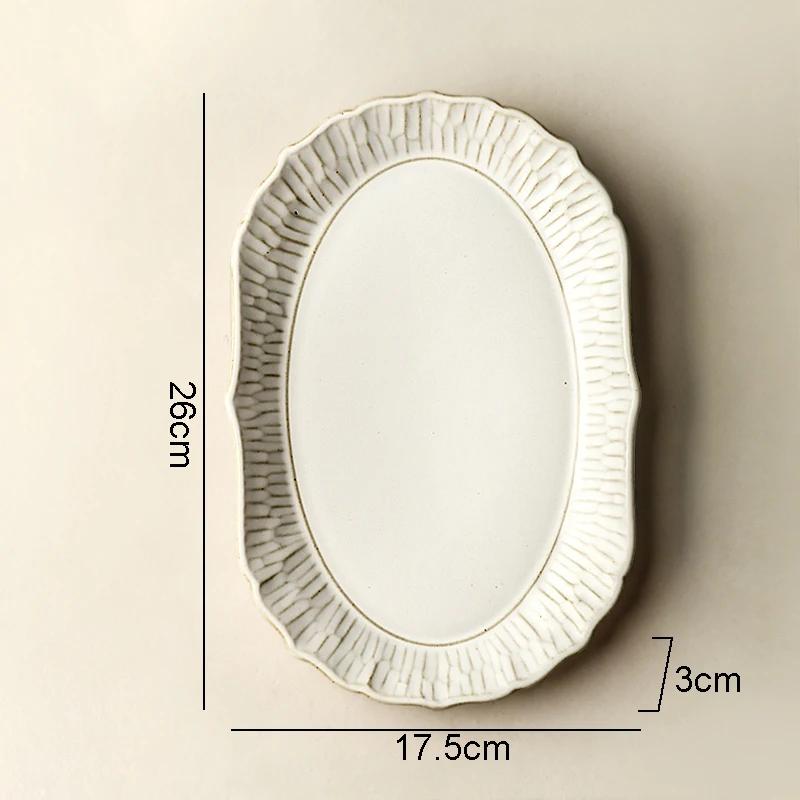 Retro Relief Ceramic Dinner Plate Restaurant Steak Plate Dessert Pasta Plates Fish Plate Molecular Cuisine Specialty Tableware