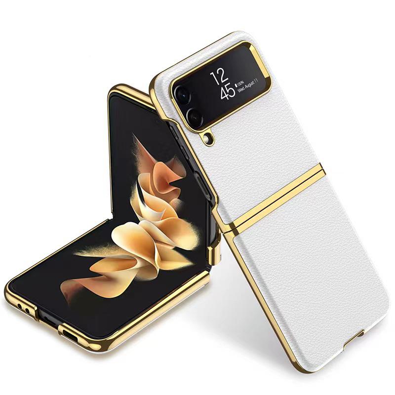 Samsung Galaxy Z Flip 4 5g Kılıf Kaplama 3d Yüzey Düz Deri Mat Sert Pc Anti-Fall Kılıf Galaxy Z Flip 4 5g Fundas için