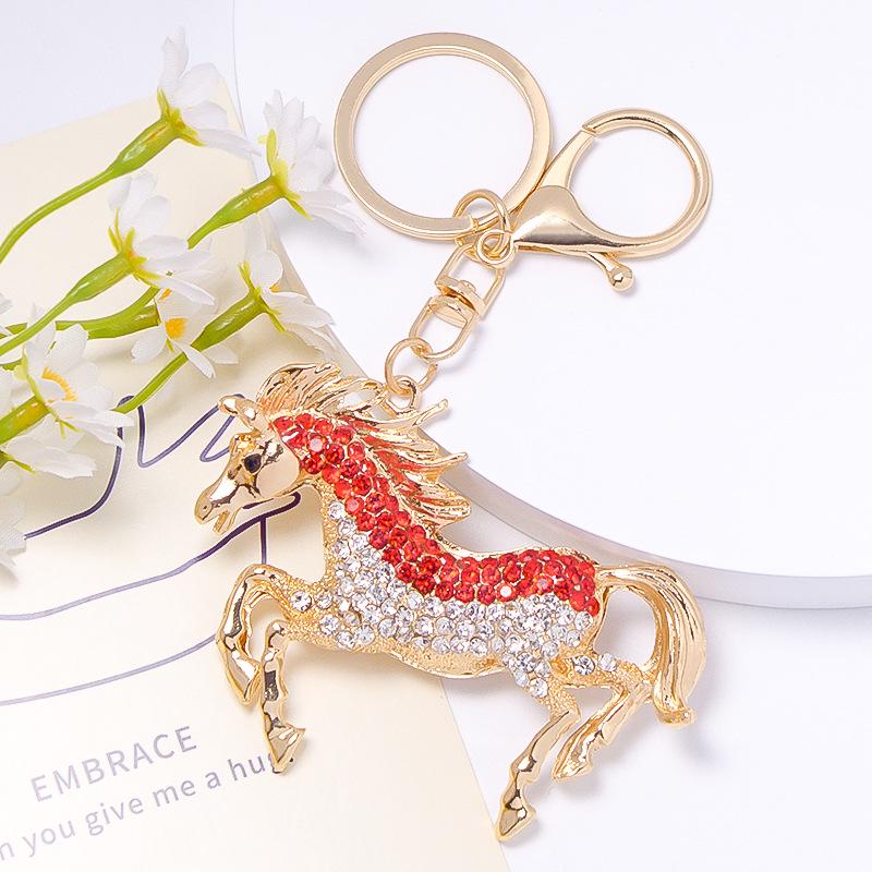 Colorful Rhinestone 3D Tiger Keychain and Metal Backpack Accessory