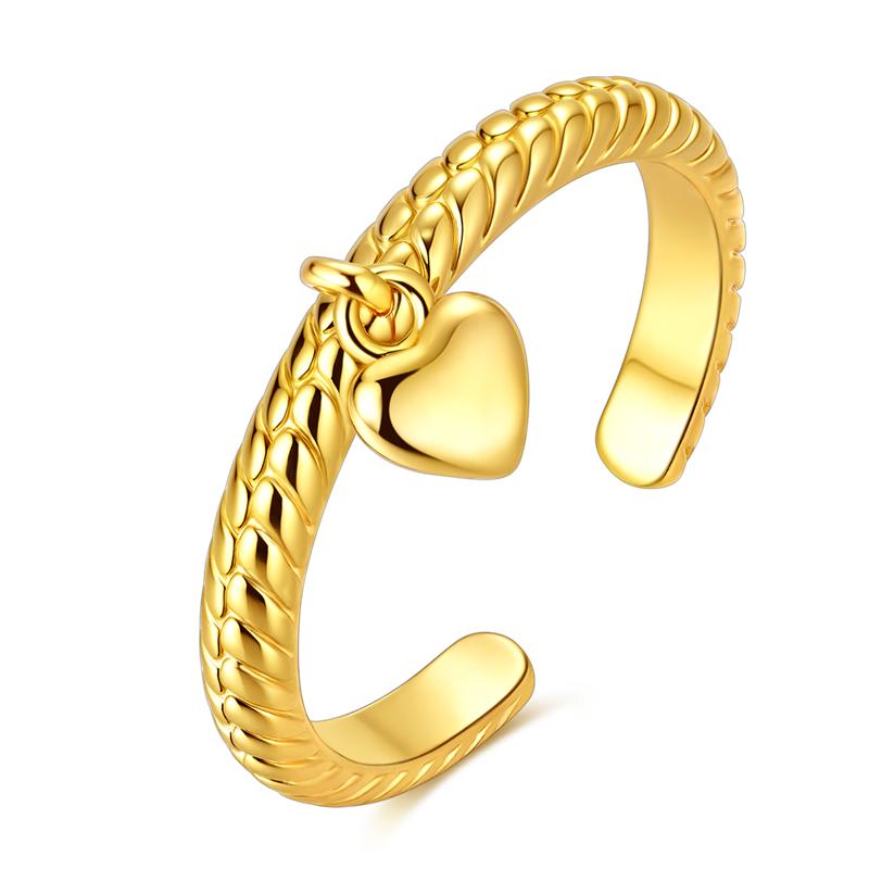 Original Copper Love Heart Snake Bone Ring Women'S Jewelry Open Style Ring Making Accessory Anniversary Gift