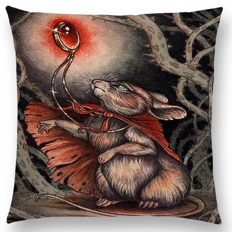 Dark Creatures Mysterious Mythical Beasts Sofa Pillow Case Cat Deer Bird Fox Tiger Snake Cushion Cover
