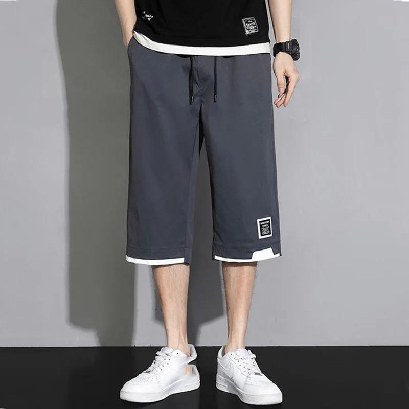 

Летние мужские универсальные повседневные шорты Koreon, уличная одежда, брюки-капри большого размера, большие размеры XXXL темно серый