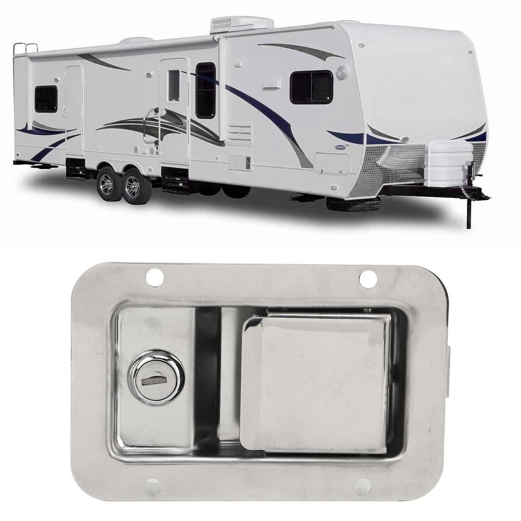 RV Handle Latch Paddle 140x90mm 304 Stainless Steel Entry Door Lock Handle Knob Deadbolt Paddle for 