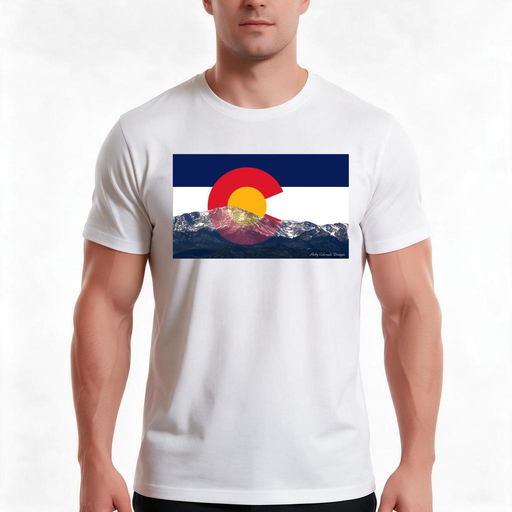 Pikes Peak Colorado Flag Tshirt Summer Casual Cotton Tee Oversized Streetwear Tops Vintage Graphic Print Unisex Unisex Unisex