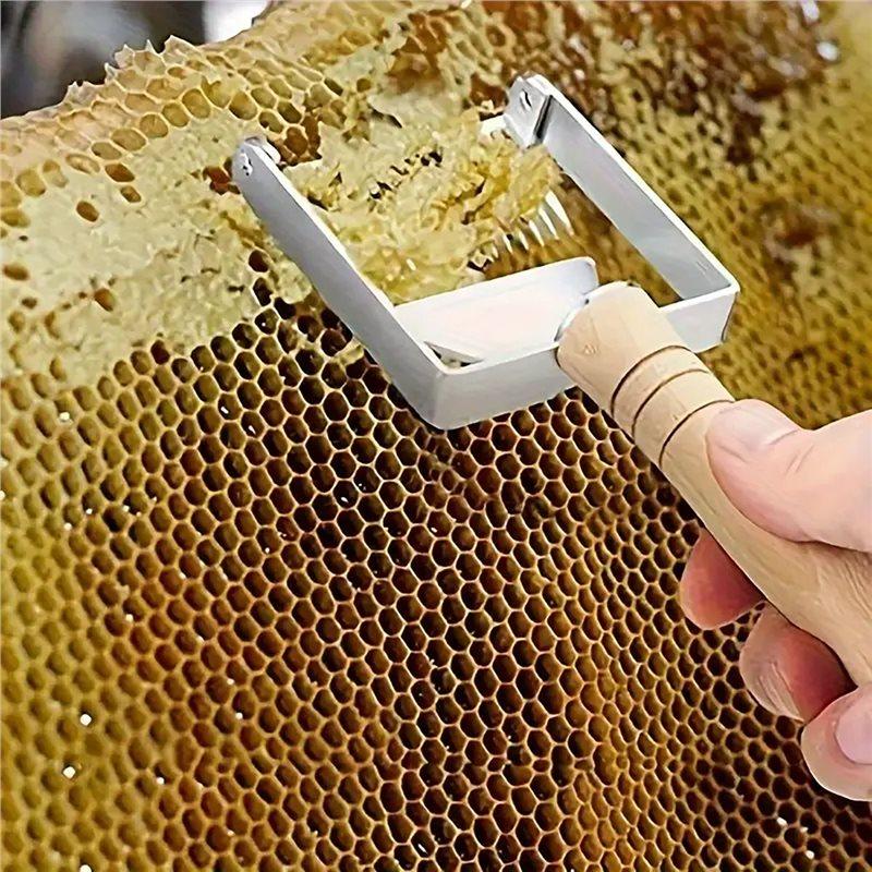 Wooden Handle Uncapping Honey Fork Apiculture Beekeeper Tool Bee Hive Opening Scraping Knife