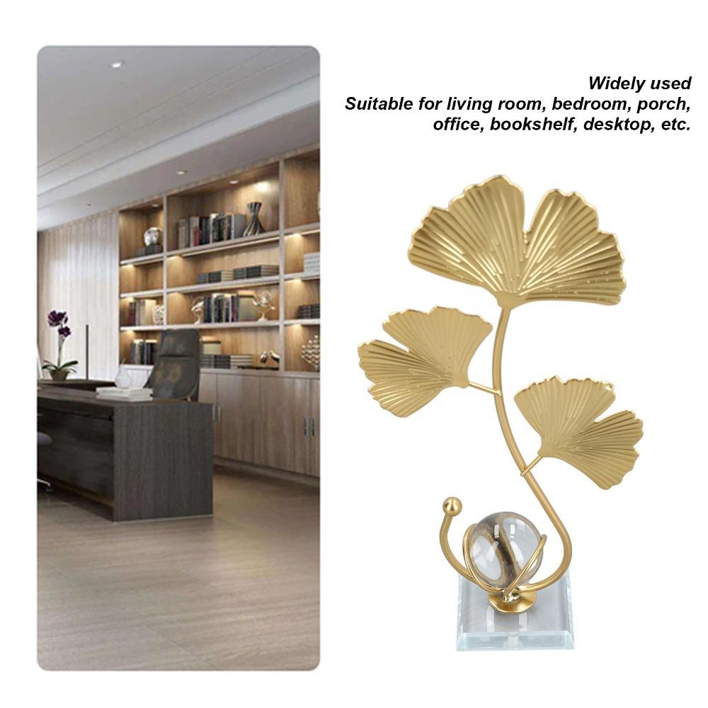10in Nordic Desktop Display Decor Gold Metal Leaf Sphere Table Ornament  Entryway Console Display