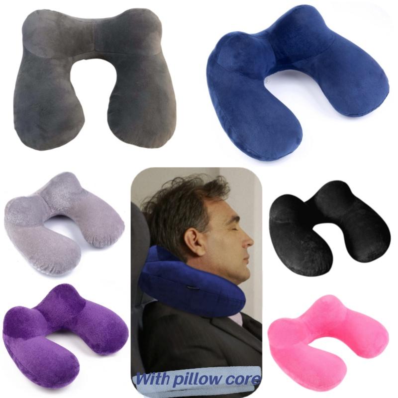 U-shaped Inflatable Neck Pillow Set For Travel With Camel Hump Design Soft And Comfortable