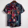 Herren S Sommer Kurzarm Blumenmuster Freizeithemd
