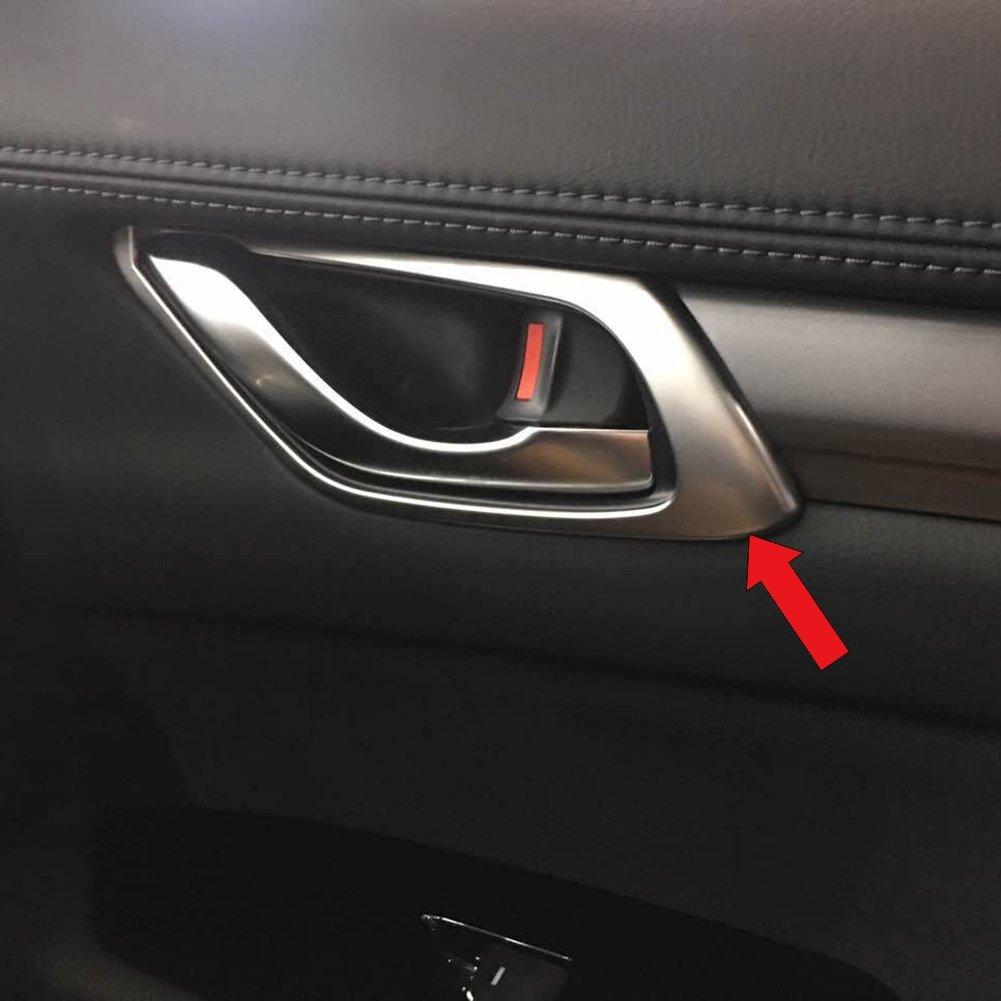 RUIQ Interior Matte Front and Rear Inner Door Handle Garnish for the New Mazda Nickel-Plated CX-8 (KG Series)