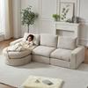 Sofá de Chenilla con Elementos Curvos y Chaise Longue, Completamente Comprimido y Sin Estructura, Sofá Modular Combinable, W3349S00001