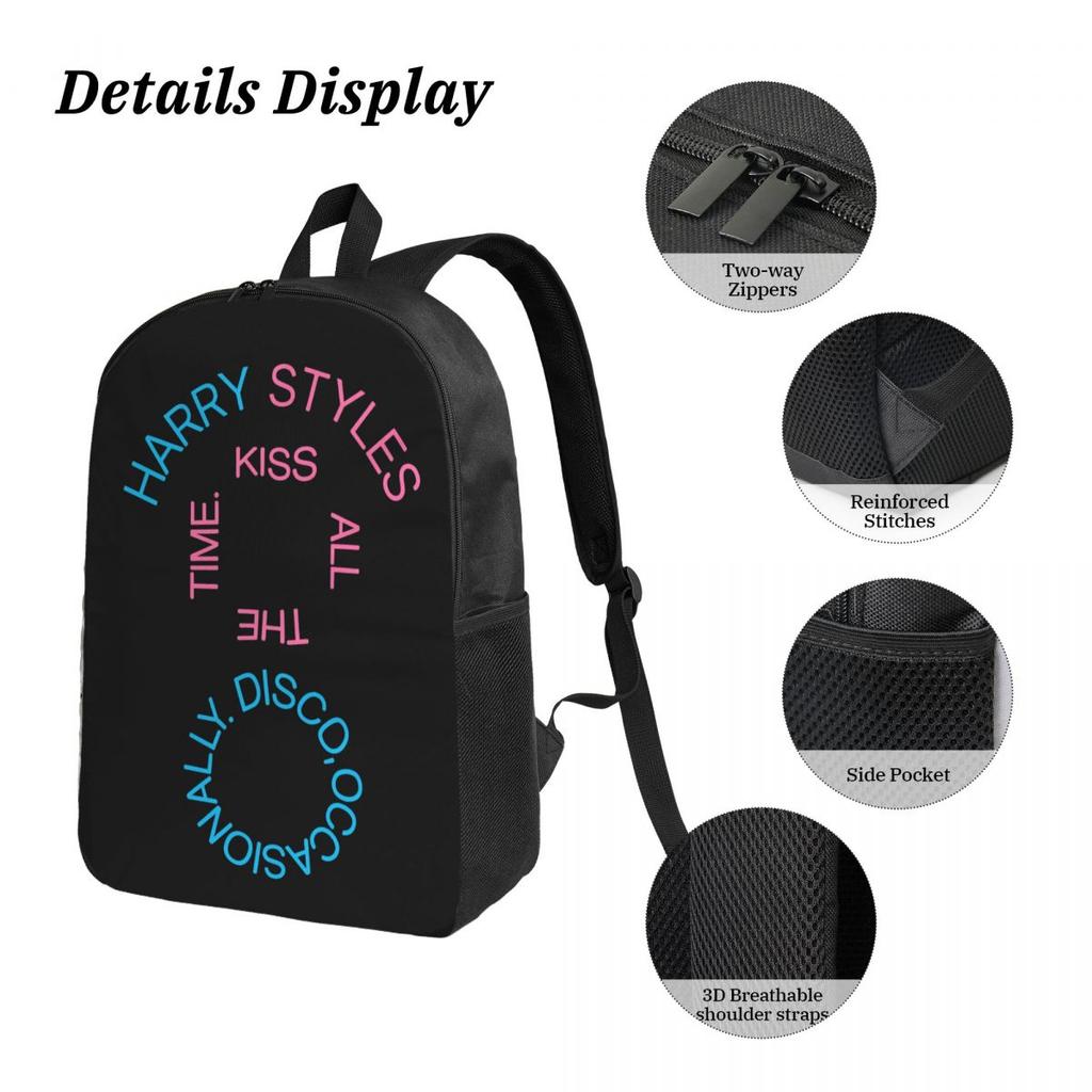Harrys Styles Kiss All The Time Theme School Bags Set for Boy Girl Pen Bags Backpack Sets with Lunch Box For Students Knapsack