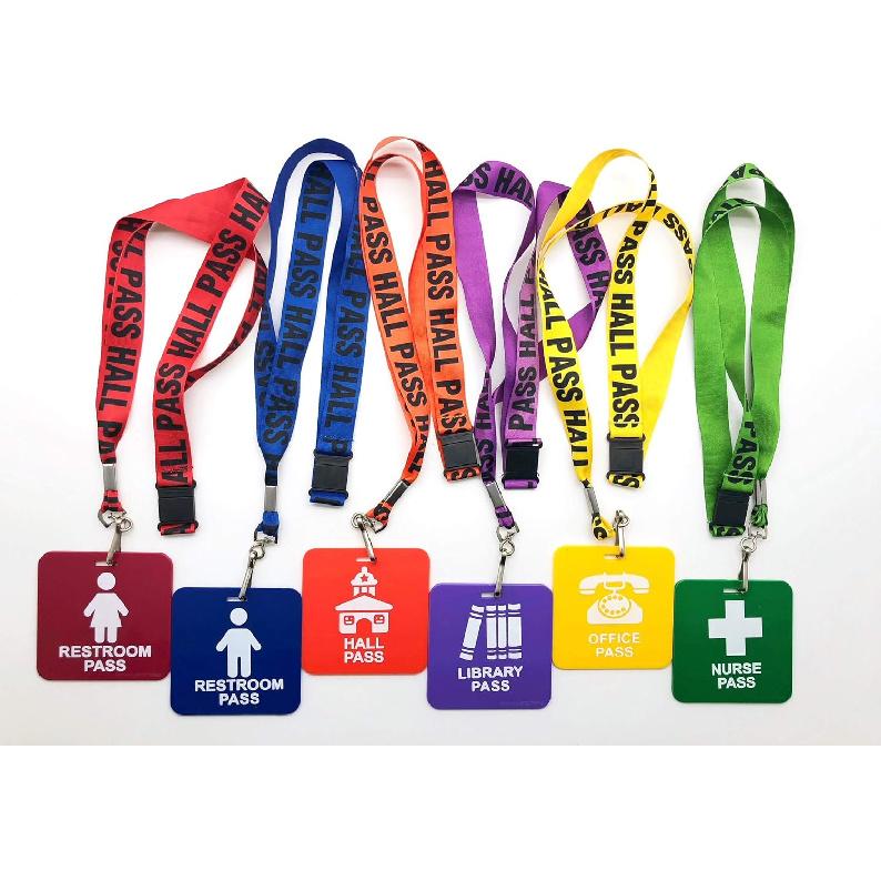 GIFTEXPRESS Hall Pass Lanyards and School Passes Set of 6 6