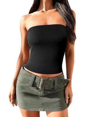 Women's Strapless Tube Top Stretchy Y2K Clubwear Basic Cami
