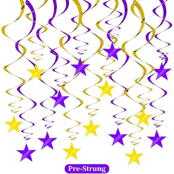 BEISHIDA Silver Star Hanging Swirl Decorations,Hanging Silver Party Supplies for Graduation Wedding Baby Shower Decorations, Pack of 15