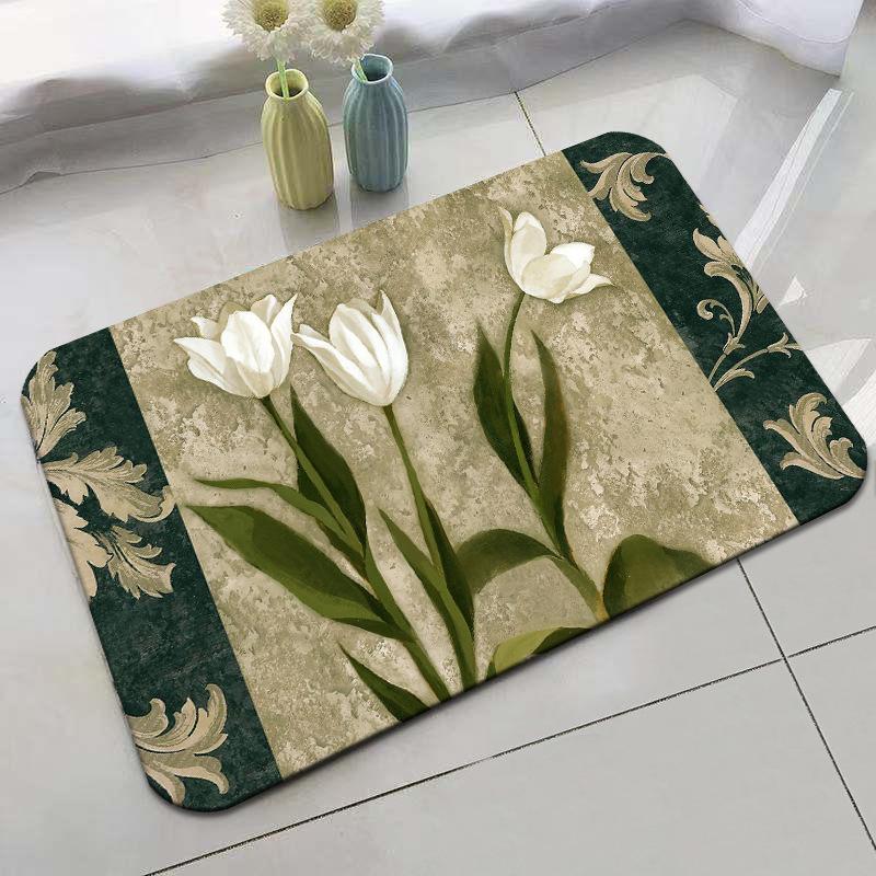 Retro Rural Style Floor Mat Entrance Mat Bathroom Door Mat Absorbent Carpet Living Room Coffee Table Mat