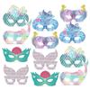 6/8/10/12/16 Pcs Party Supplies Cartoon Mermaid Paper Glasses Paper Colorful Party Masks Animal Paper Masks Birthday Party
