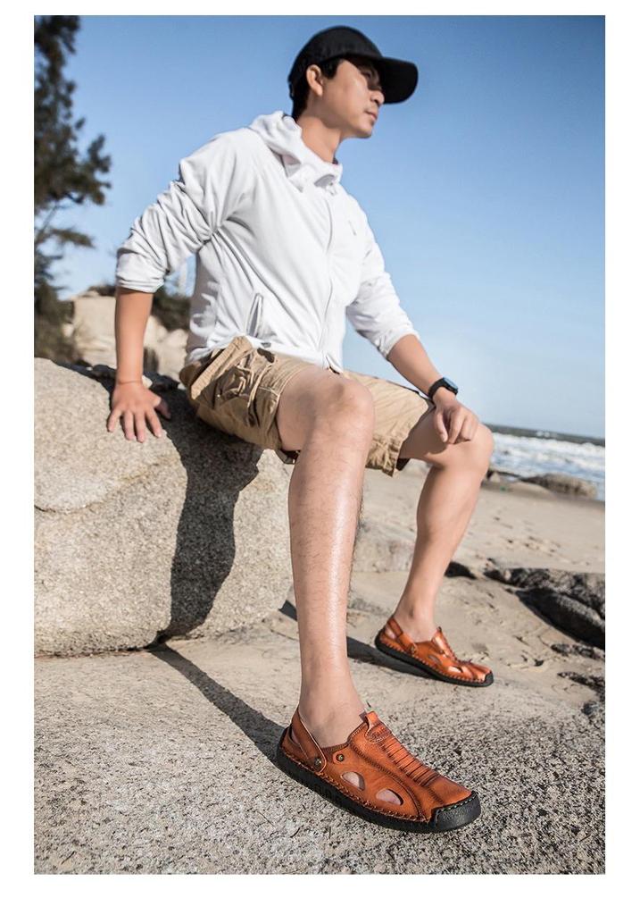 2026 Men's Plus Size Closed-Toe Beach Sandals - Non-Slip Soft Sole Summer Slippers