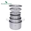 Titanium Camping Pot Set Portable Outdoor Cookware Hiking Backpacking Stove Compatible 1.2L 1.8L 2.4L Non-Coated