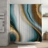 Luxury Marble Shower Curtain Waterproof Bathroom Decor Home Decoration Printing Decorative Bath Shower Curtain Set Green Gold Wh