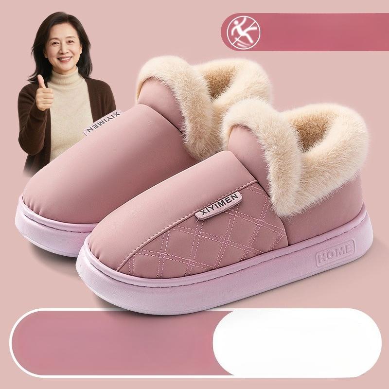 Anti-slip Shoes, Indoor Home with Fleece, Warm and Waterproof Bags and Cotton Shoes