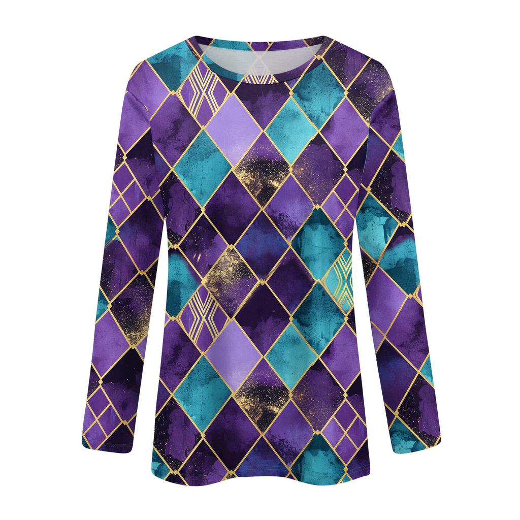 Long Sleeve Shirts For Women Cute Print Graphic Tees Blouses Casual Plus Size Basic Tops Pullover