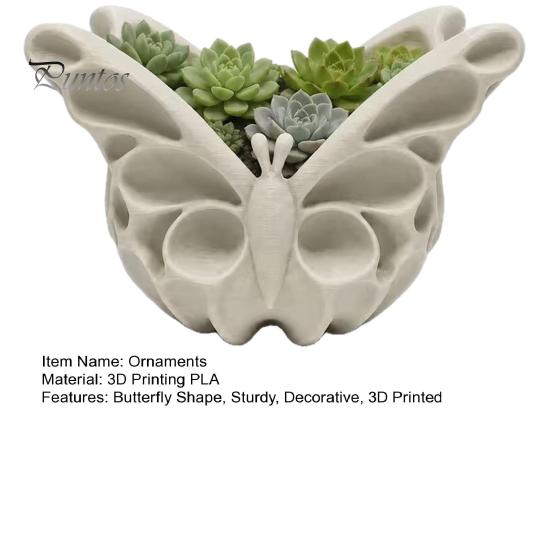 Succulent Plant Container 3D Printed Butterfly Storage Box, Decorative Planter, Desktop PLA Flower Pot Organizer Tray for Jewelry, Candy, Home