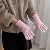 Women Convertible Winter Gloves Warm Touchscreen Gloves 2-in-1 Knitted Stretchy Texting Gloves for Daily Outings Driving