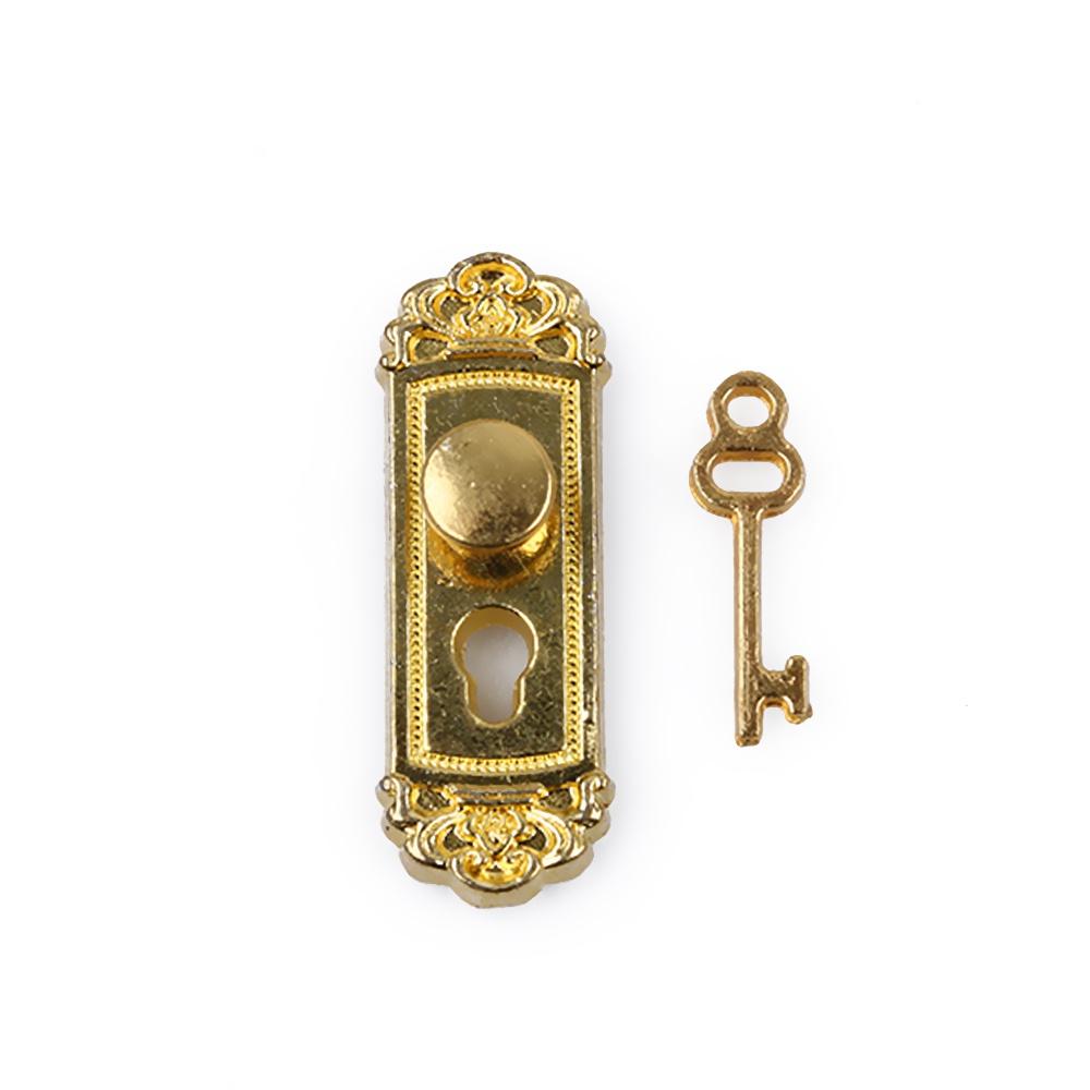 Carino Vintage Divertente 1/12 Scala Casa delle Bambole Miniatura Serratura Porta e Chiave Casa delle Bambole Fata Mini Porta Retro Metallo Accessori Fai da Te