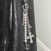 Heart cross & Pearl Keyring