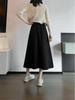 European & American Slimming High Waist A-line Midi Skirt with Large Hem